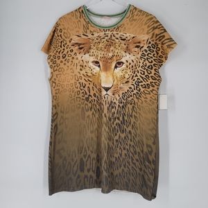 Giamba NEW Lion Print Boxy Sweater Dress Size 40 XS